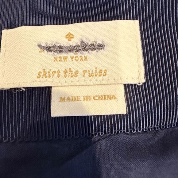 Kate Spade The Rules Skirt Navy Blue Eyelet Faux Wrap Cotton Embroidered size 10 - Picture 7 of 14
